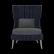 Arla Indoor/Outdoor Lounge Chair Navy 30"W x 32"D x 43"H Twisted Faux Rope Alsek Charcoal High-Performance Fabric