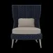 Arla Indoor/Outdoor Lounge Chair Navy 30"W x 32"D x 43"H Twisted Faux Rope Alsek Stone High-Performance Fabric