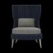 Arla Indoor/Outdoor Lounge Chair Navy 30"W x 32"D x 43"H Twisted Faux Rope Clyde Charcoal Plaid High-Performance Fabric