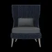 Arla Indoor/Outdoor Lounge Chair Navy 30"W x 32"D x 43"H Twisted Faux Rope Garonne Dark Gray Marine Leather