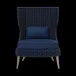 Arla Indoor/Outdoor Lounge Chair Navy 30"W x 32"D x 43"H Twisted Faux Rope Garonne Navy Marine Leather