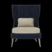 Arla Indoor/Outdoor Lounge Chair Navy 30"W x 32"D x 43"H Twisted Faux Rope Garonne Sand Marine Leather