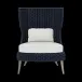 Arla Indoor/Outdoor Lounge Chair Navy 30"W x 32"D x 43"H Twisted Faux Rope Garonne White Marine Leather