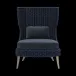 Arla Indoor/Outdoor Lounge Chair Navy 30"W x 32"D x 43"H Twisted Faux Rope Havel Navy Outdoor Performance Velvet