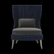 Arla Indoor/Outdoor Lounge Chair Navy 30"W x 32"D x 43"H Twisted Faux Rope Havel Pewter Outdoor Performance Velvet