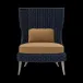 Arla Indoor/Outdoor Lounge Chair Navy 30"W x 32"D x 43"H Twisted Faux Rope Havel Harvest Outdoor Performance Velvet