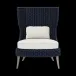 Arla Indoor/Outdoor Lounge Chair Navy 30"W x 32"D x 43"H Twisted Faux Rope Lambro Cream High-Performance Boucle