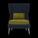 Arla Indoor/Outdoor Lounge Chair Navy 30"W x 32"D x 43"H Twisted Faux Rope Lambro Olive High-Performance Boucle