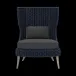 Arla Indoor/Outdoor Lounge Chair Navy 30"W x 32"D x 43"H Twisted Faux Rope Pagua Black Pearl High-Performance Fabric