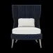 Arla Indoor/Outdoor Lounge Chair Navy 30"W x 32"D x 43"H Twisted Faux Rope Pagua Cream High-Performance Fabric