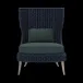 Arla Indoor/Outdoor Lounge Chair Navy 30"W x 32"D x 43"H Twisted Faux Rope Pagua Emerald High-Performance Fabric