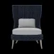 Arla Indoor/Outdoor Lounge Chair Navy 30"W x 32"D x 43"H Twisted Faux Rope Pagua Pearl