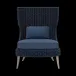 Arla Indoor/Outdoor Lounge Chair Navy 30"W x 32"D x 43"H Twisted Faux Rope Weser Deep Blue High-Performance Fabric
