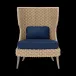 Arla Indoor/Outdoor Lounge Chair Natural 30"W x 32"D x 43"H Twisted Faux Rope Garonne Navy Marine Leather