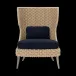 Arla Indoor/Outdoor Lounge Chair Natural 30"W x 32"D x 43"H Twisted Faux Rope Lambro Navy High-Performance Boucle