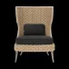 Arla Indoor/Outdoor Lounge Chair Natural 30"W x 32"D x 43"H Twisted Faux Rope Lambro Smoke High-Performance Boucle