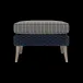 Arla Indoor/Outdoor Ottoman Navy 24"W x 18"D x 18"H Twisted Faux Rope Clyde Charcoal Plaid High-Performance Fabric