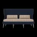 Arla Indoor/Outdoor Sofa Navy 75"W x 33"D x 44"H Twisted Faux Rope Clyde Beige Plaid High-Performance Fabric