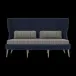 Arla Indoor/Outdoor Sofa Navy 75"W x 33"D x 44"H Twisted Faux Rope Clyde Charcoal Plaid High-Performance Fabric