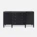 Jarin Deep Drawer Buffet 64"L x 18"W x 34"H Dark Navy Faux Belgian Linen