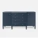 Jarin Deep Drawer Buffet 64"L x 18"W x 34"H True Navy Faux Belgian Linen