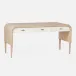 Pierre Desk Pristine Whitewashed 64''Lx30''Wx31''H Vintage Faux Shagreen Oak