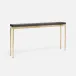 Benjamin Slim Narrow Console Texturized Gold Steel 48"L x 10"W x 31"H Faux Linen Charcoal