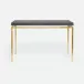 Benjamin Console Table Texturized Gold Steel 48"L x 18"W x 31"H Faux Linen Charcoal