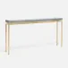 Benjamin Slim Narrow Console Texturized Gold Steel 60"L x 10"W x 31"H Realistic Faux Shagreen Cool Gray