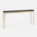 Benjamin Slim Narrow Console Texturized Gold Steel 60"L x 10"W x 31"H Faux Linen Charcoal