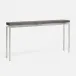 Benjamin Slim Narrow Console Texturized Silver Steel 60"L x 10"W x 31"H Realistic Faux Shagreen Dark Mushroom