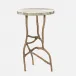 Genevier Antiqued Brass/Gold Selenite Stone Side Table 16"D x 25"H