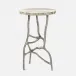 Genevier Antiqued Silver Brass/Gold Selenite Stone Side Table 16"D x 25"H