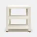 Jarin Side Table White Faux Belgian Linen 25"L x 18"W x 28"H