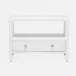 Jarin Low Nightstand Designer White Faux Belgian Linen 30"L x 18"W x 22"H