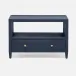 Jarin Low Nightstand True Navy Faux Belgian Linen