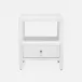 Jarin Low Nightstand Designer White Faux Belgian Linen 18"L x 18"W x 22"H