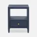 Jarin Low Nightstand True Navy Faux Belgian Linen 18"L x 18"W x 22"H