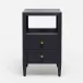 Jarin Nightstand Dark Navy Faux Belgian Linen 18"L x 18"W x 30"H