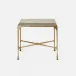 Owen Antiqued Gold Chiseled Iron/Faux Horn White Side Table 24"L x 24"W x 22"H