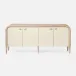 Pierre Buffet 72"L x 20"W x 32"H Off-White Vintage Faux Shagreen Whitewashed Oak