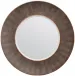 Armond Dark Mushroom Walnut Realistic Faux Shagreen Veneer Round Mirror