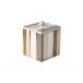 Catalina Natural/Gold Coordinated Enamel Stripes Tall Square Container (3.75"W x 3.75"L x 5"H)