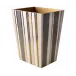 Catalina Natural/Gold Coordinated Enamel Stripes Straight Wastebasket + Liner (8.75"L x 7"W x 11.5"H)