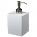 Contours Corian White Lotion/Soap Dispenser with Silver Pump (3.5"L x 3.5"W x 4"H)