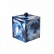 Elan Enamel Blue Medley/Silver Tall Square Container (3.75"W X 3.75"L X 5"H)