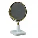 Ice White Lucite  3X Magnifying Mirror (5"L x 5"W x 13.5'H) Gold Mirror