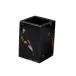 Taj Premium Gemstone Obsidian/Gold Foil  Brush Holder (3"L x 3"W x 4"H)