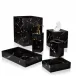 Taj Premium Gemstone Obsidian/Gold Foil  Large Tray with Square Feet (15"L x 10"W x 1"H)