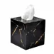 Taj Premium Gemstone Obsidian/Gold Foil  Square Tissue Holder (5.75"L x 5.75"W x 6"H)